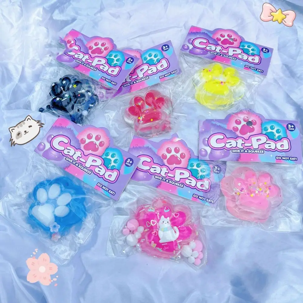 Quick Recovery TPR Cat Paw Slow Rebound Toy Pearl Transparent Squeeze Cat Paw Lovely Creative Cat Claw Pinch Toy Adults