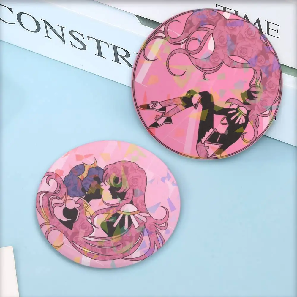 Anime Revolutionary Girl Utena Round Badge for Backpack Accessories Laser Lapel Pins Jewelry Gifts