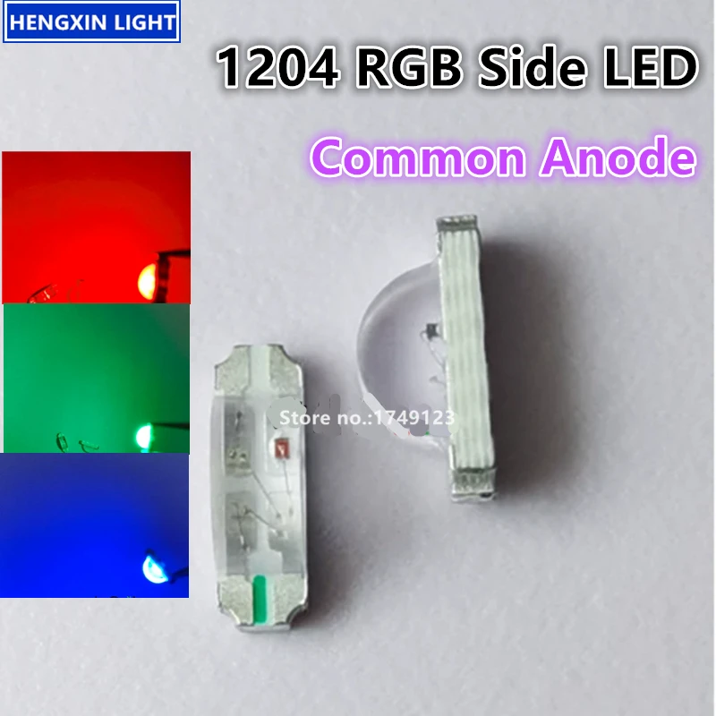 Super Bright 1204 Side RGB LED, Common Anode, Red-Green-Blue Full Color 1206 SMD Light Emitting Diode