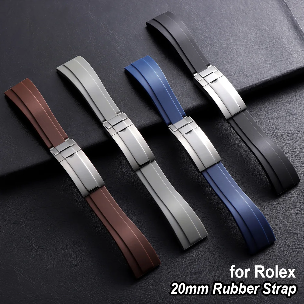 

20mm Black Red Blue White Silicone Watch Band for Rolex for Datejust Submariner for Water Ghost Strap Rubber Men Sport Bracelet