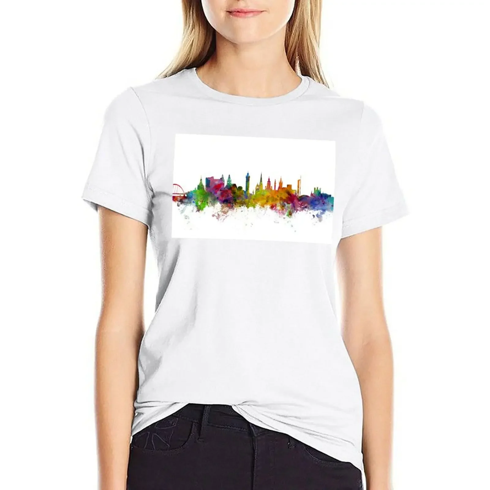 

Glasgow Scotland Skyline T-shirt Female clothing summer top t shirt dress Women