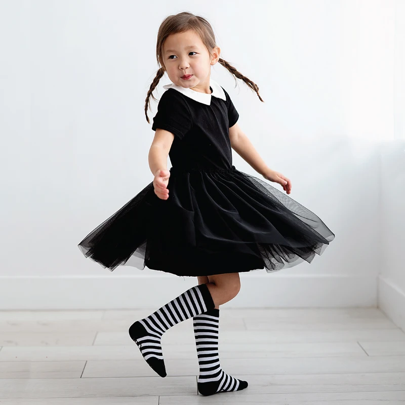 Wednesday Girl Costume for Movie Cosplay Dresses Gothic Dark Style Cosplay Costume Halloween Birthday Party for 3-10Yrs Children