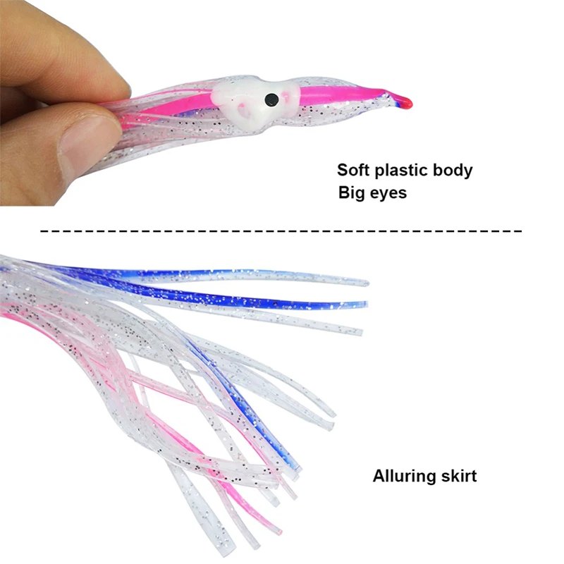 10PCS Rubber Squid Skirts 8cm 10cm 12cm Octopus Soft Fishing Lures Tuna Sailfish Baits Mix Colors