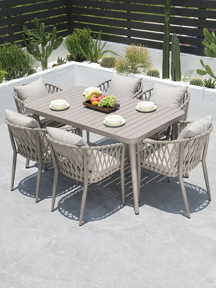 Outdoor table and chair courtyard combination simple leisure outdoor Nordic high-end garden terrace balcony waterproof rattan