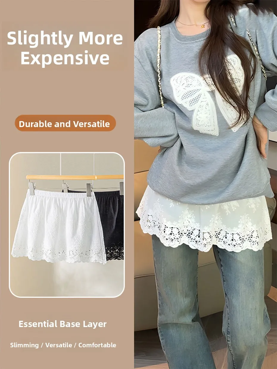 

Кружевная полуюбка-шорты для женщин, базовый слой, осенне-зимняя, внутренняя одежда, юбка-утеплитель, скрывающая живот, для девочек, с высокой талией, из полиэфирного волокна