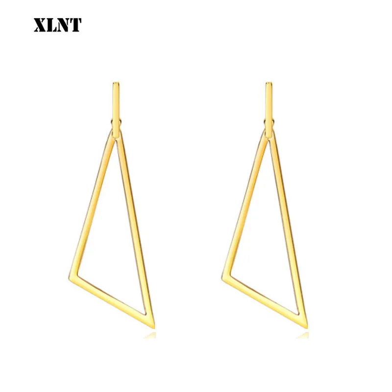 XLNT Triangle Hoop Earrings for women Geometric Stainless Steel Earrings Female Fashion Modern Jewelry Oorbellen Accessories