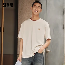 Semir Short Sleeve T-Shirt Men'S 2024 Summer New Exquisite Embroidery Couples Simple Unisex Tops Moisture-Wicking Quick-Drying T