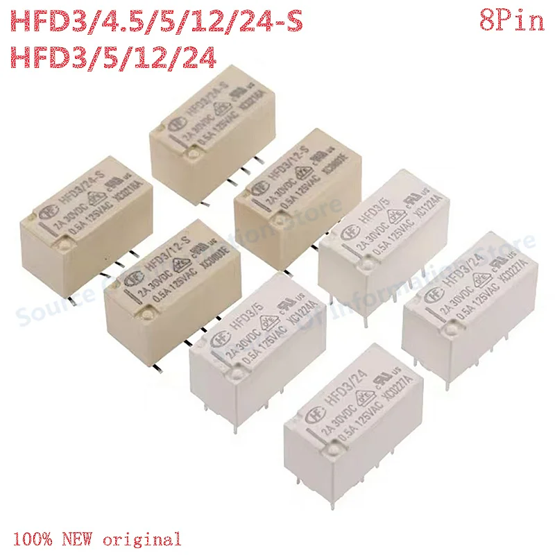 10Pcs HFD3/4.5/5/12/24-S Monostable Relay 4.5V 5V 12V 24V DIP/SMD 8Pin 2A 100% New