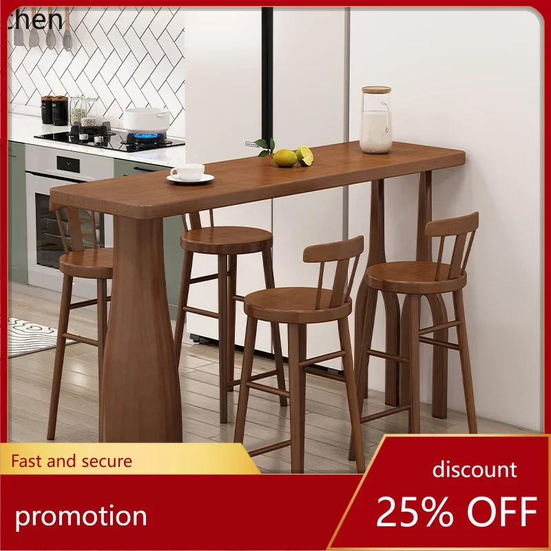 

CZ Simple Solid Wood Bar Table Home Dining Table Small Apartment Living Room Partition High Stool Table and Chair Set