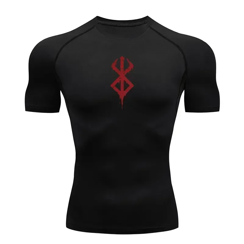 Herren Kompressions-Shirts mit Aufdruck, Sommer Kurzarm Rash Guard, Fitness Workout T-Shirt, Athletisches Schnelltrocknendes Baselayer Unterhemd