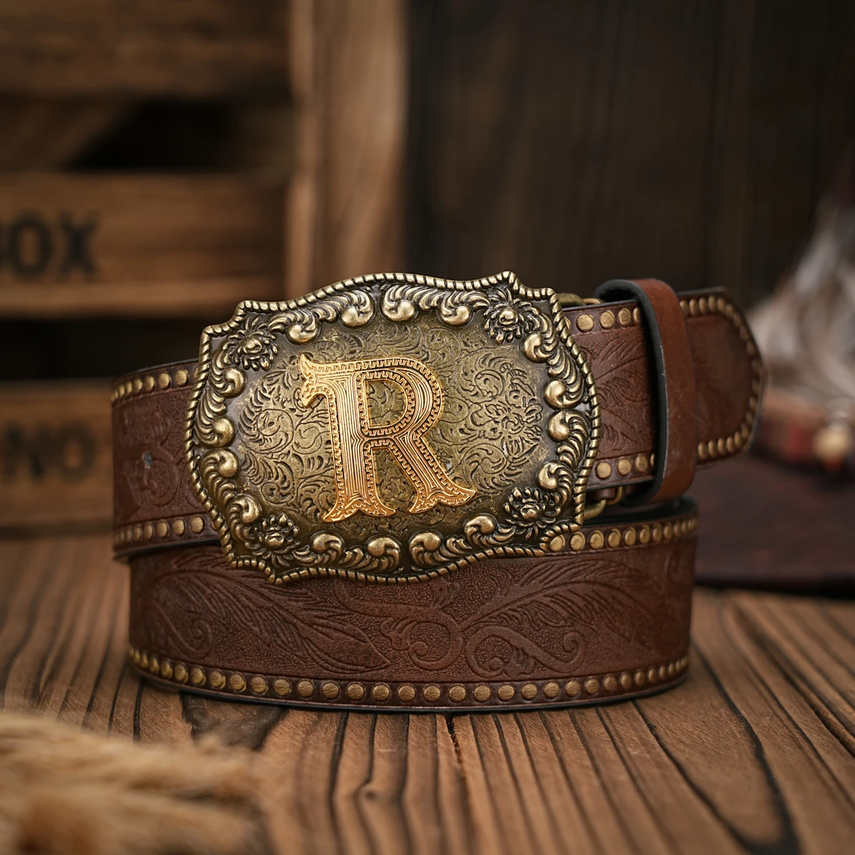 1 Stück Western-Cowboy-Gürtel - Geeignet für Männer und Frauen. Western-Gürtel mit PU-Prägung und Schnalle. Einzigartiges und Retro-Design – Detail 3