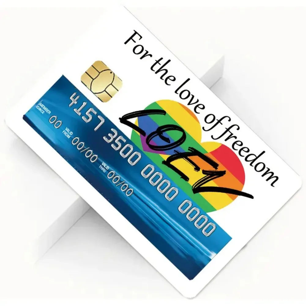 1/4Pcs Rainbow Credit Card Decorative Stickers Love Freedom Small Chip Film Skin Cover Bank Card Protection Decoration