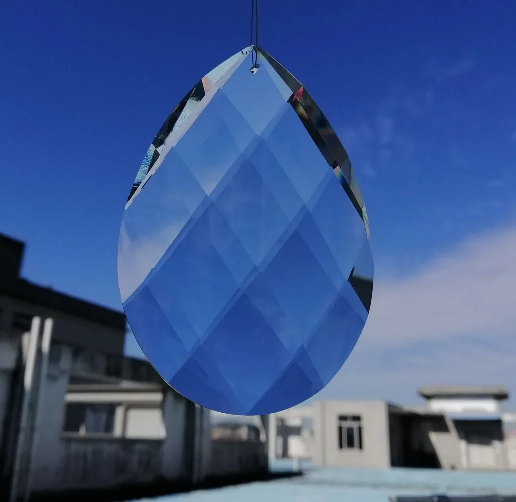 Camal 1PCS 75mm 클리어 그리드 K9 크리스탈 유리 매달려 크리스탈 프리즘 펜던트 샹들리에 SunCatcher 홈 웨딩 장식 액세서리