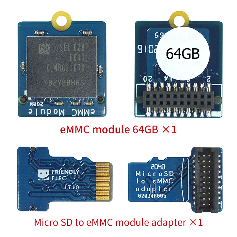 Módulo EMMC com Turn Micro SD-compatível, adaptador eMMC, 8GB, 16GB, 32GB, 64GB, Nanopi K1, K2, M4, M4V2, NEO4