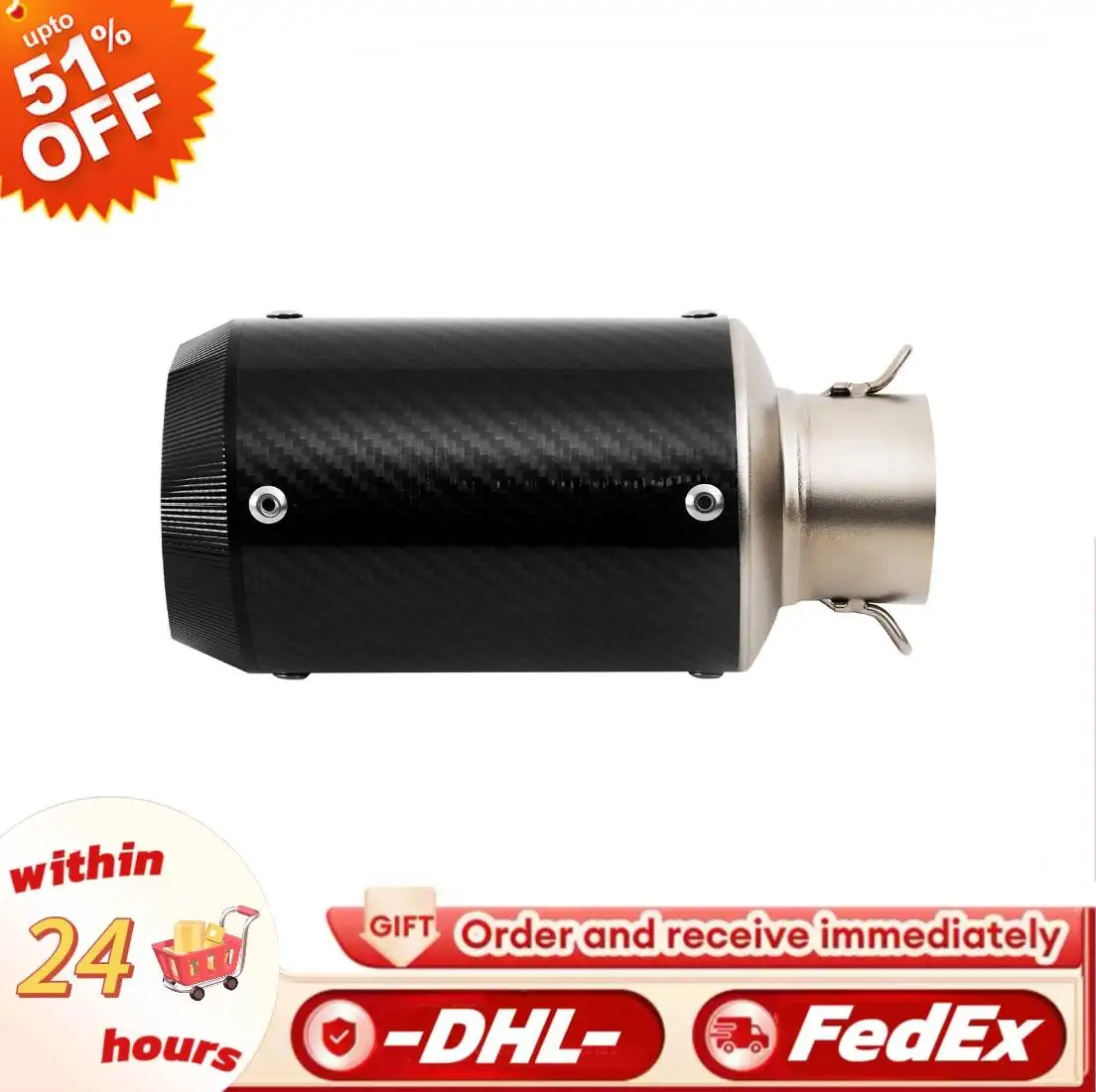 

Motorcycle Exhaust Down Pipe Carbon Fiber Moto Silencer Austin Muffler Universal 51MM Innovative for Motorcycles,Scooters,etc