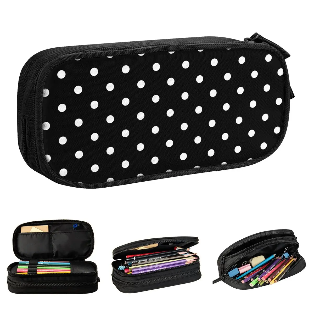 Cute Cute Polka Dot Pencil Case Pencilcases Pen Holder for Student Large Storage Bag School Supplies Gifts Stationery