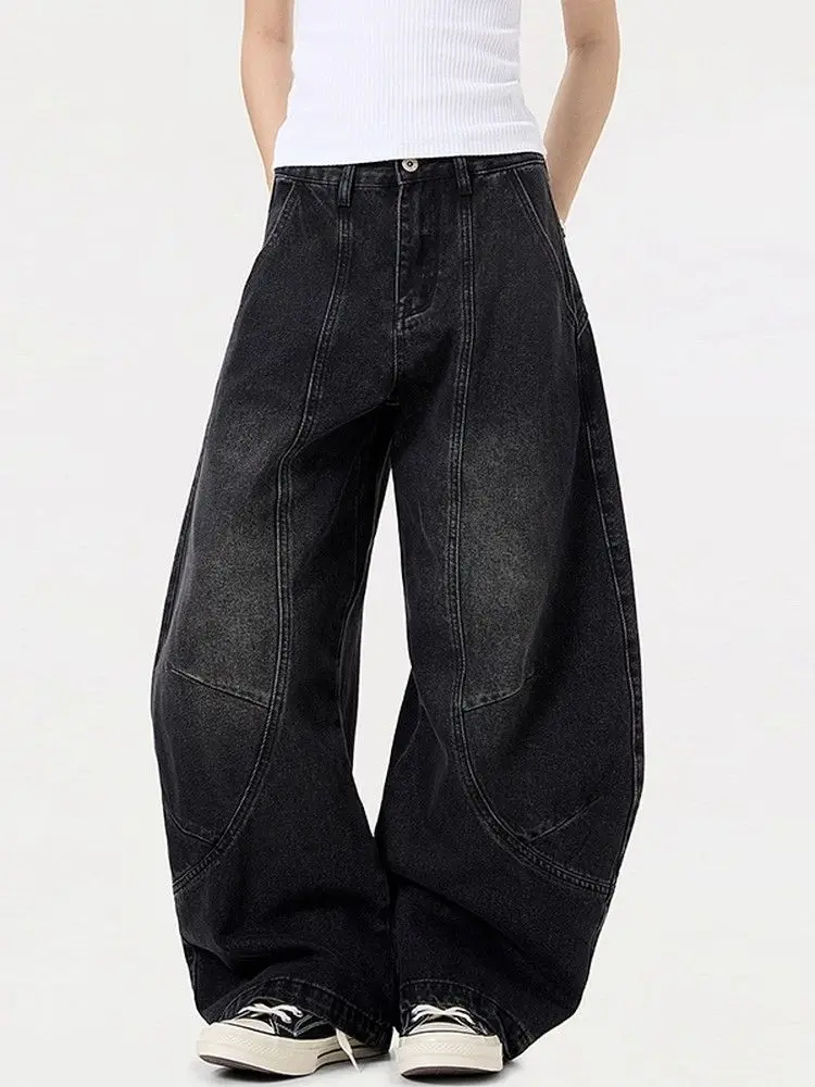 Dames Y2k zwarte gotische jeans cargo baggy esthetische jaren 90 vintage broek harajuku streetwear jaren 2000 trendy denim broek kleding