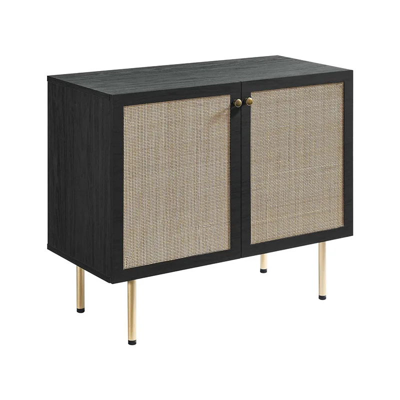 #Modern Simplicity Stone Sideboard Black Wall-Side Storage Cabinet for Living Room Panel Furniture