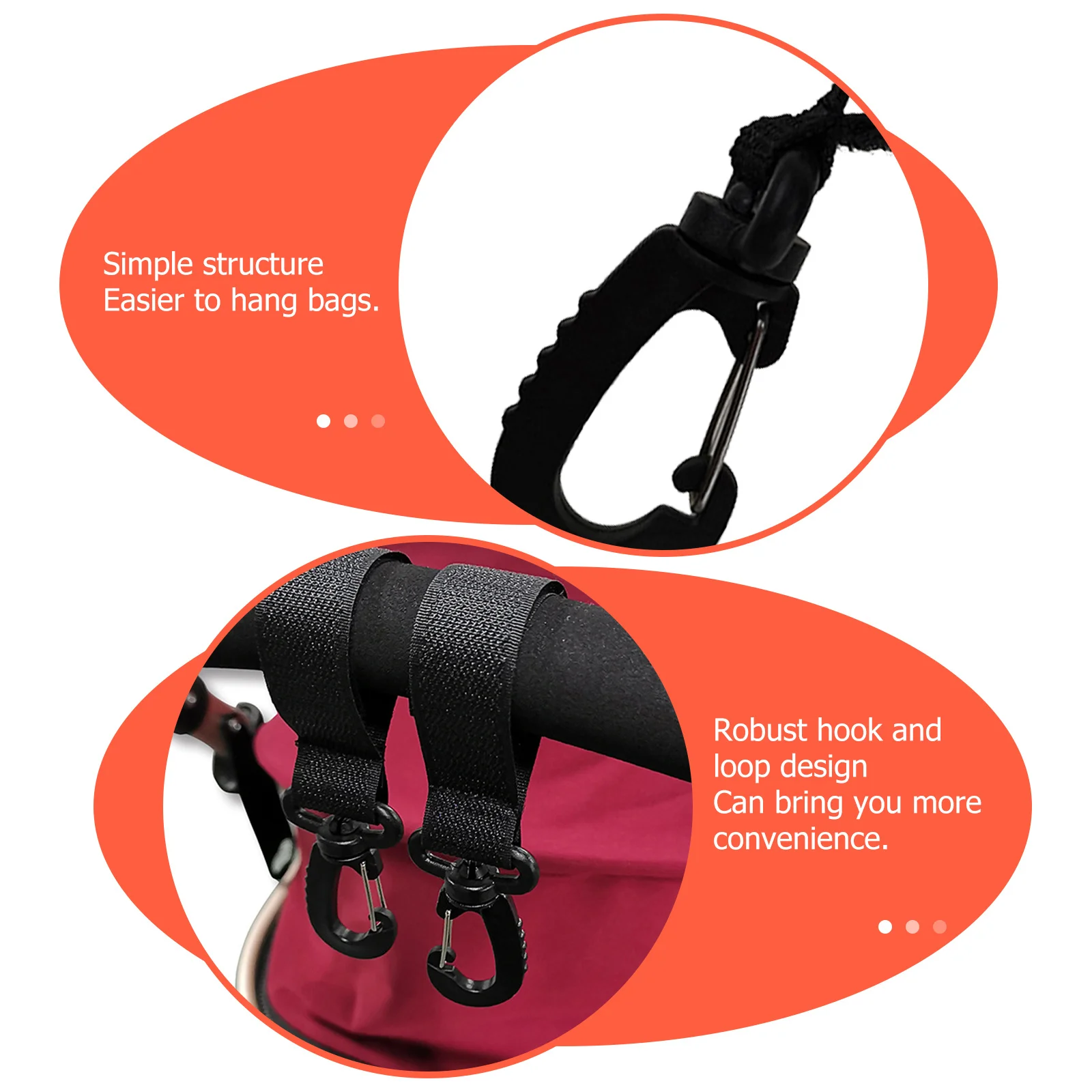 

4Pcs Rotatable Stroller Hooks Baby Stroller Hangers Premium Material Easy Install Bag Holder for Wheelchair Outdoor Use
