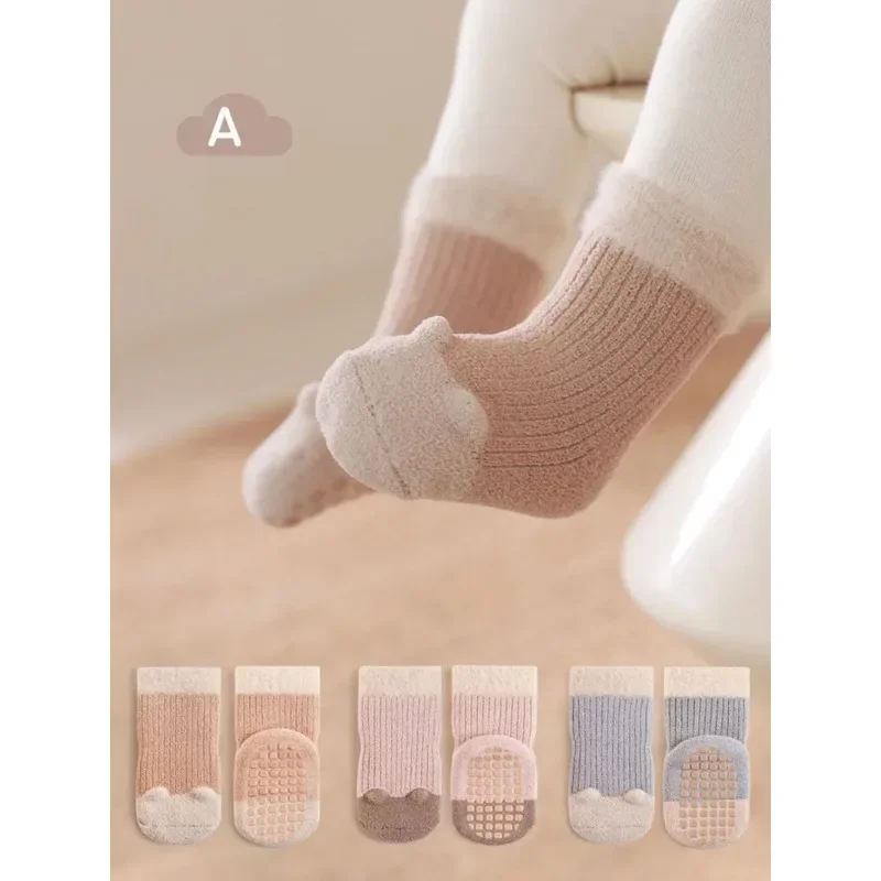 

1 Pair a Lot MILANCEL New Winter Kids Socks Girls Cute Stereoscopic Ears Socks Children Warm Fleece Padded In Tube Socks