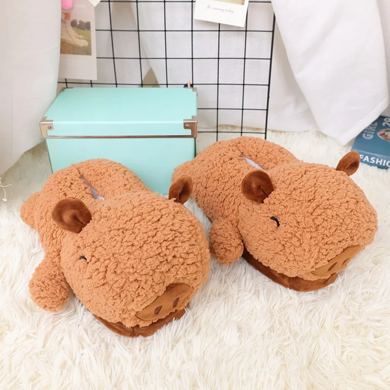 Cavy Special Offer Custom Warm Winter Anime Indoor Slippers Lovers Home Slippers Thick Soft Bottom Shoes Wood Floor Lover Shoes