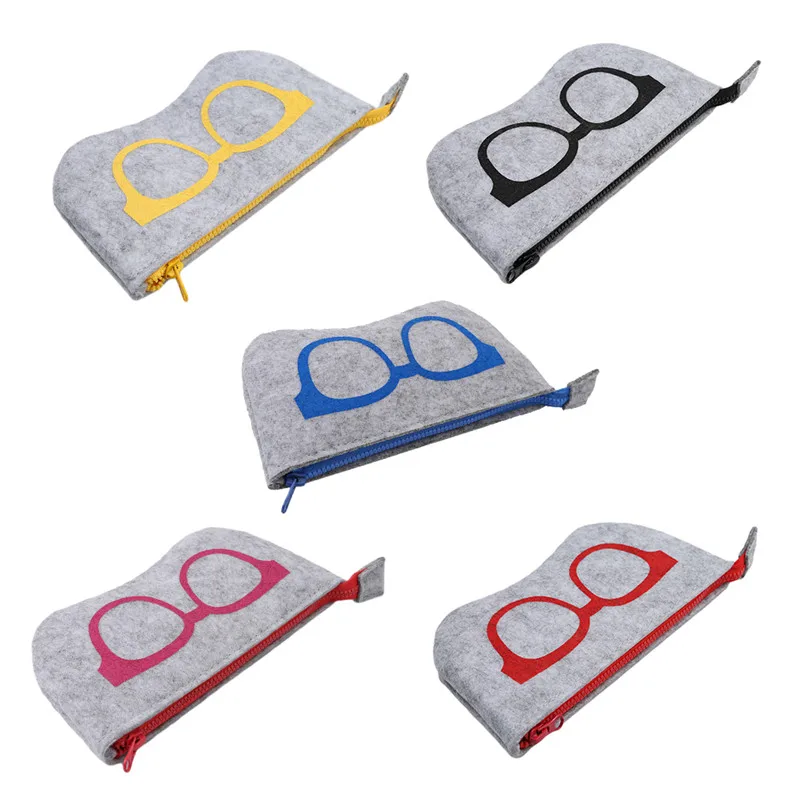 Glasses Printing Cosmetic Cases Make Up Case For Women Men Glasses Box Felt Sunglasses Bag Eyeglasses Cases Men Eyewear