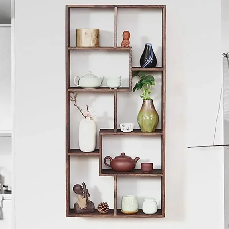 Wall Hanging Solid Wood Chinese Bogu Floating Shelves Ancient Rack Teacup Shelf Teapot Rack