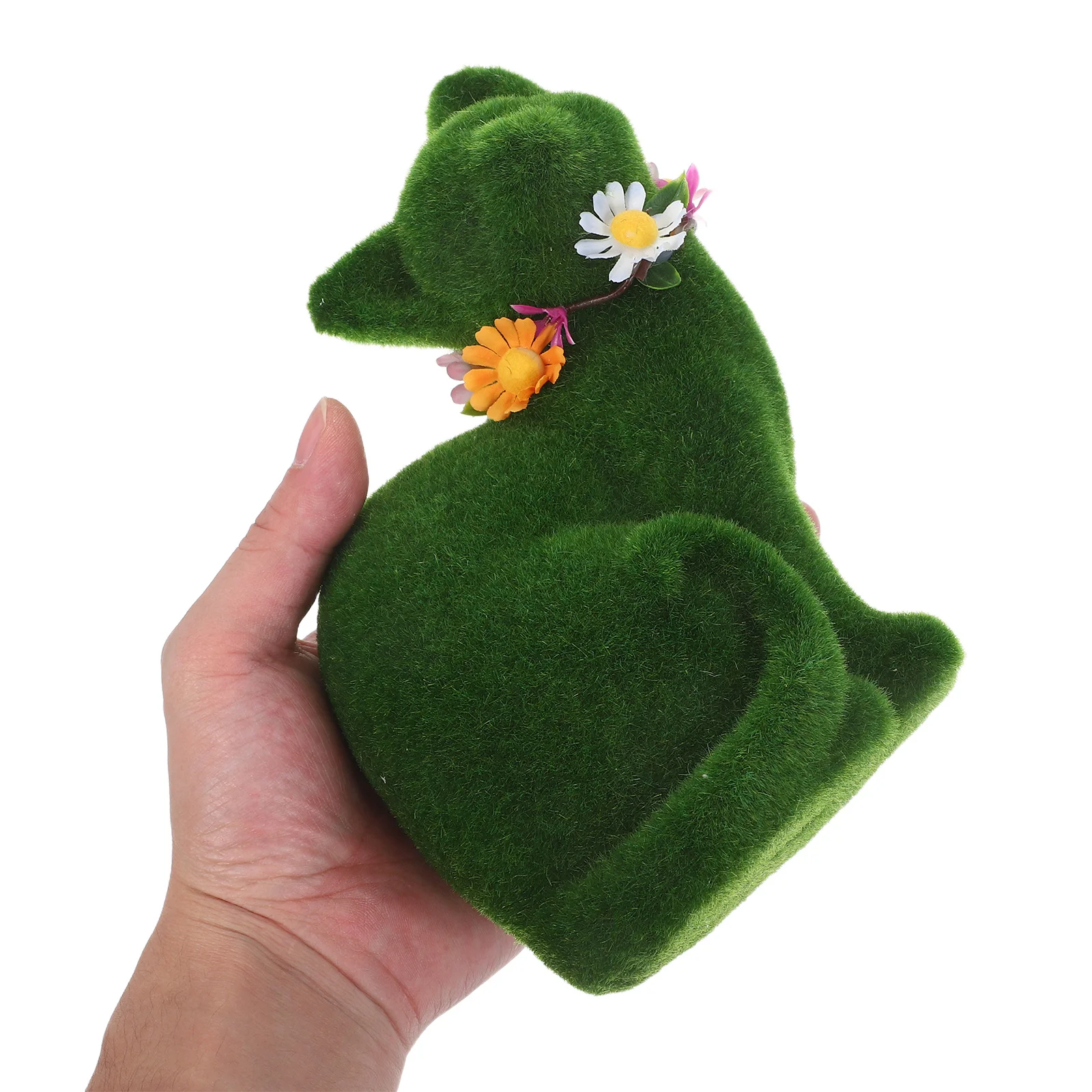 

Flocked Cat Statue Resin Moss Covered For Garden Decor Indoor Outdoor Shelf Tabletop Green Faux Stone Finish Cute Animal