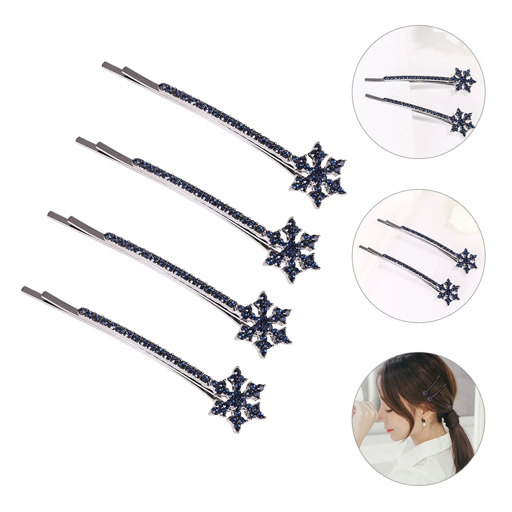 

4 Pcs Snowflake Tiara Hair Hoop Headpiece Ties Bridal Accessories for Women Clips Pin Fashion