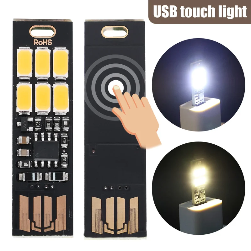 Portable USB Card Light Mini LED Lights 6 LED Keychain Night Light 1W 5V Dimming Pocket Card Light USB Lights