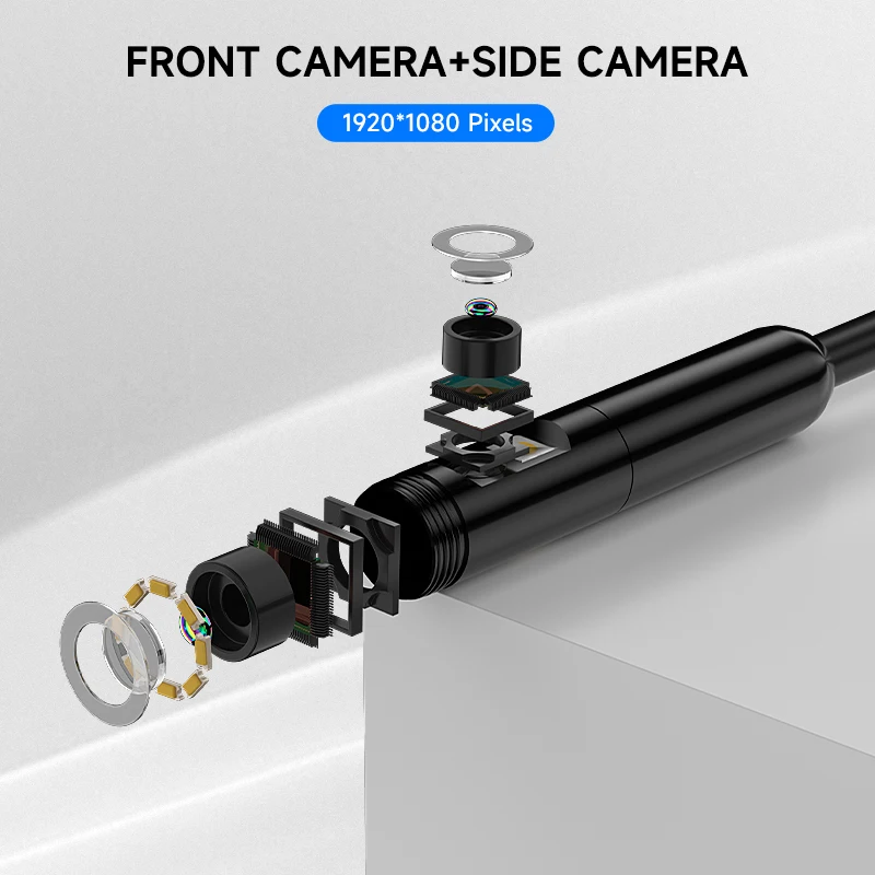 Direct Connect Endoscope Camera for iPhone Type-C HD1080P 5.5mm 8mm Dual Lens Waterproof Industrial Borescope for Check Pipeline