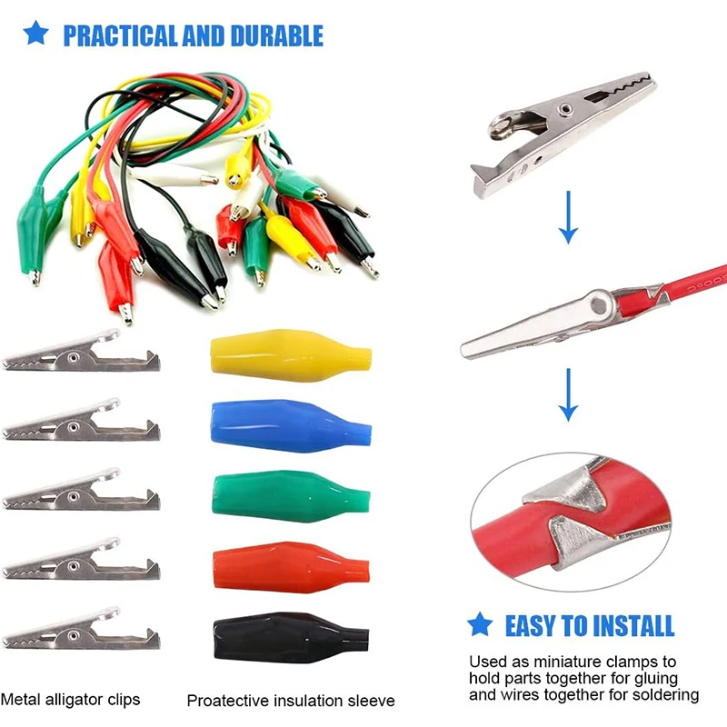 100Pcs 1.4''/35mm Alligator Crocodile Clip Electrical Test Jumper Helper with Insulation Cover for Electrical Testing Colorful image 5