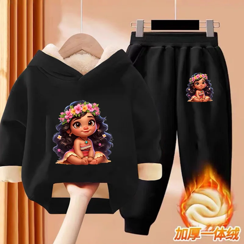 Moana Long-Sleeved Sweatshirts Suit Hooded Print Pullover Sportswear Hoodies Clothes Casual Sweatshirt Kids Winter Warmth Gifts