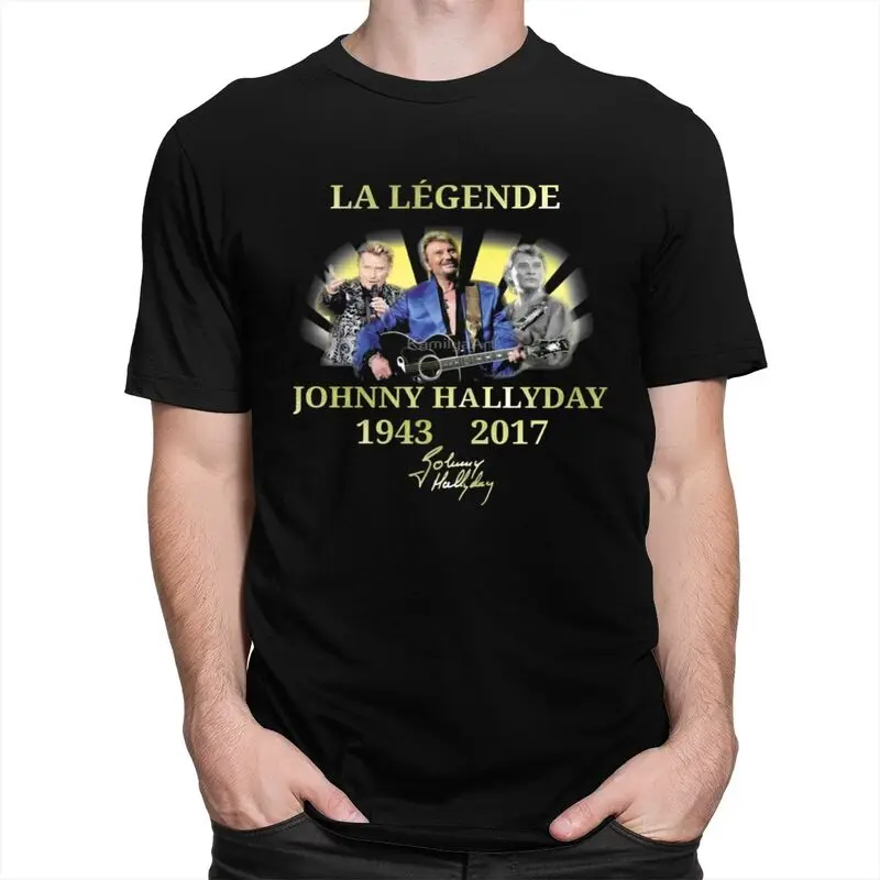 Custom Cool French Rock Legend Johnny Hallyday T Shirt Men Short Sleeves Pure Cotton T-shirt Casual Tees Streetwear Tshirt