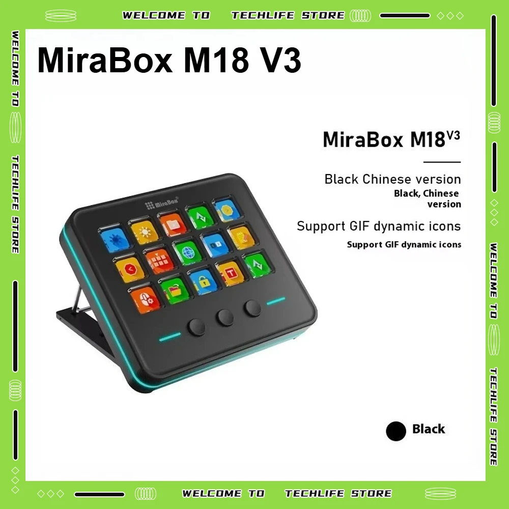 

New Mirabox M18 V3 Stream Deck Visual Keyboard Programmable Macropad Hot Keys Live Streaming Controller LCD Keys Pc Accessories