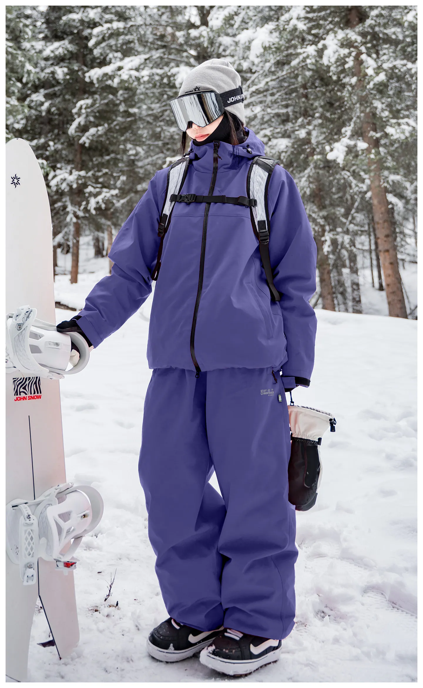 John Snow 2025 Neuer Ski-Anzug für Paare, Einzel- und Doppelmodell, locker geschnitten, wasserdicht, wärmeisolierend, Skihose und Skijacke – Detail 33