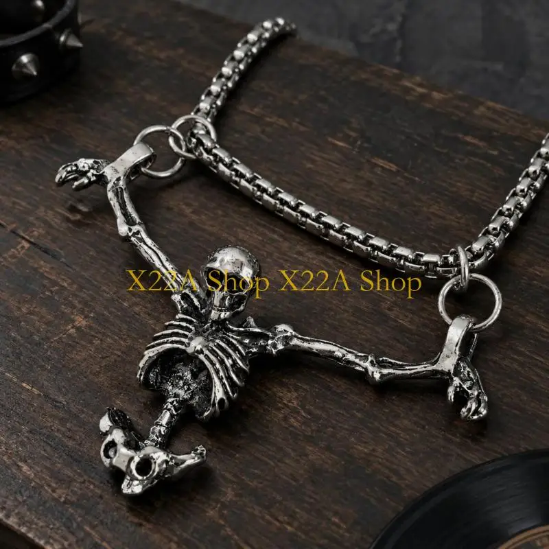 Unique Full-Body Skull Necklace for Stage Shows and Themed Event Outfits