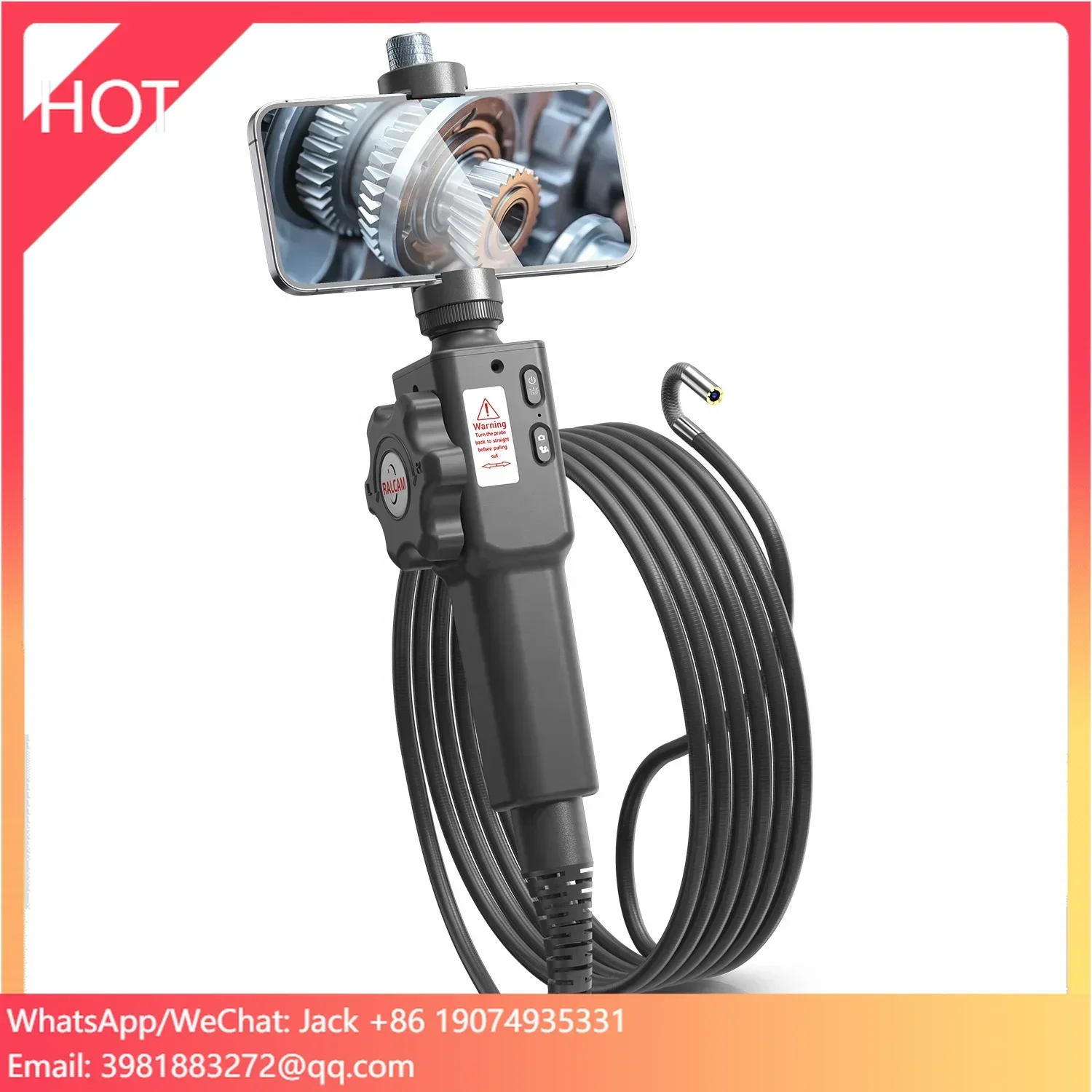 Ralcam Industrial Wholesale Android IOS 6.2mm 2 Way 180 Degree Steering Borescope IP67 Usb Endoscope OEM Vehicle Detection