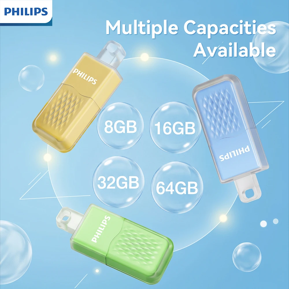 Philips USB2.0 Flash Drive Three Color Options Stable Data Transfer Portable Plug Play Storage U Disk For Office PC Car Laptop