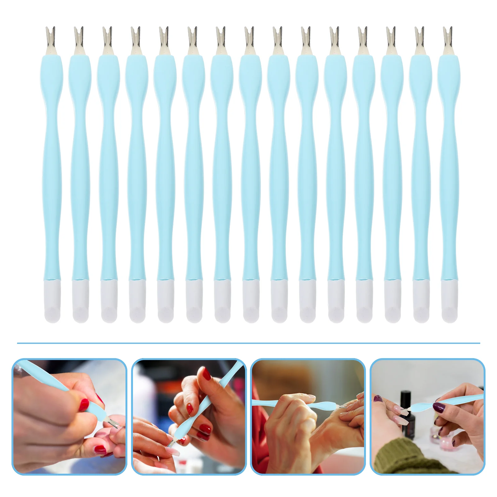 

15 Pcs Double Head Nail Dead Skin Fork Oil Manicure Kits Silica Gel Cuticle Pusher Tool