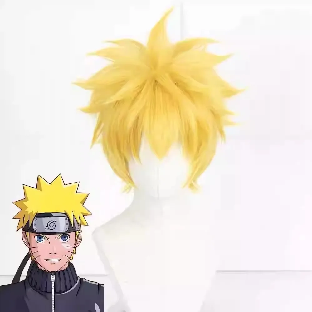 

1 piece yellow short wig with flipped ends, fluffy, for anime Naruto Uzumaki, Minato Namikaze cosplay