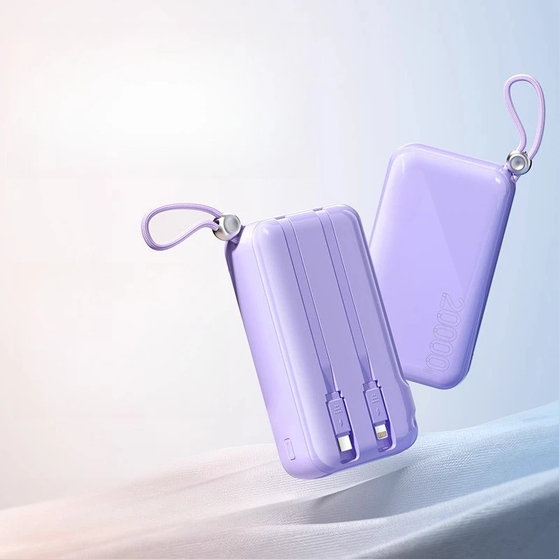 10000mAh New Power Bank with Built-in Dual-line Plug Large Capacity and Fast Charging Mobile Power Supply