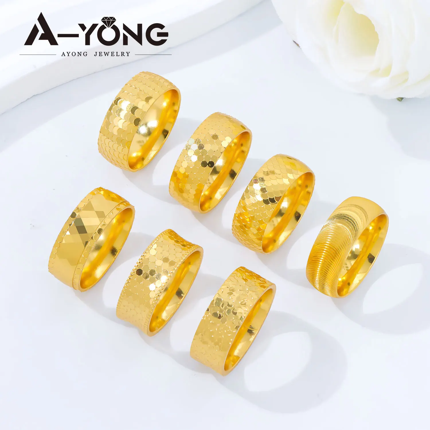 Anelli In Oro Moda Dubai Placcato Oro 24K Anello Per Banchetti Nuziali Nigeria Anello Arabo Islamico Per Donne Evento Gioielli Per Feste
