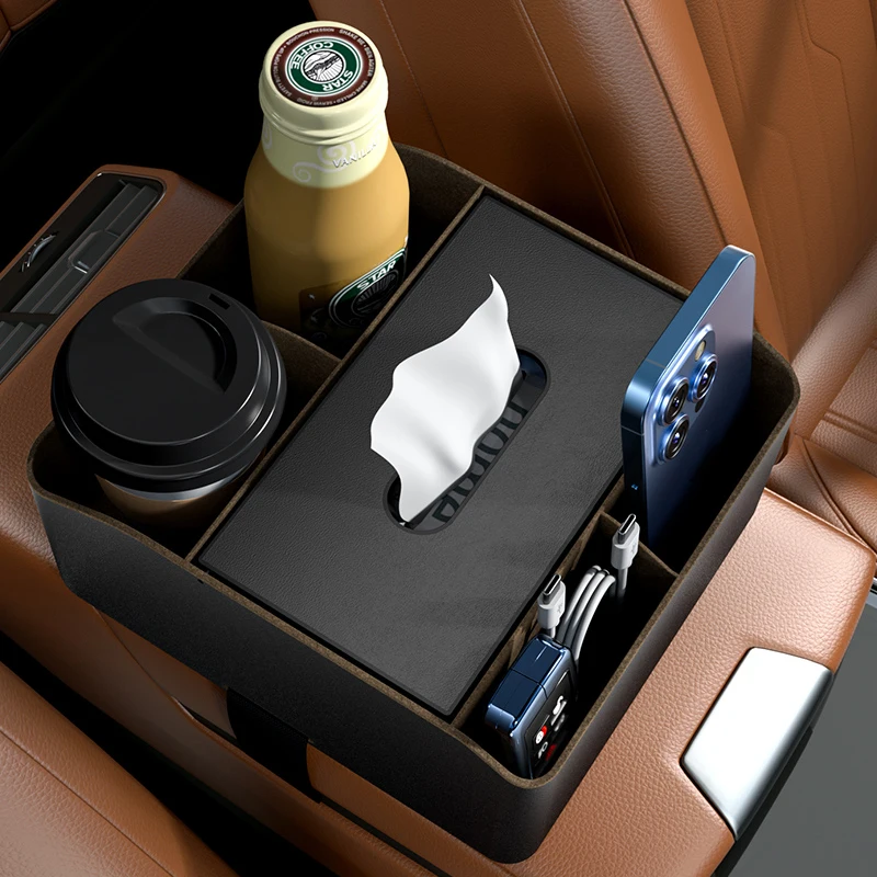 

Storage Box on Car Center Console Armrest Box Phone Sunglasses Tissue Pouch Cup Holder Sundries Storage Box