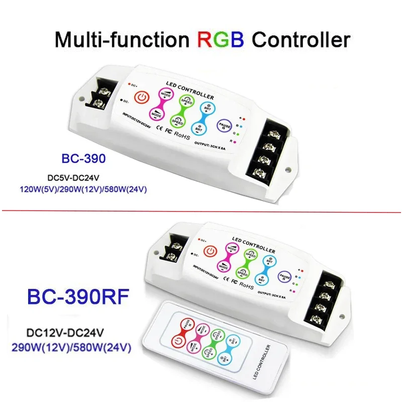 

Многофункциональный светодиодный контроллер RGB цвета мечты, 36 фантастических режимов, 5–24 В постоянного тока или 12–24 В постоянного тока.