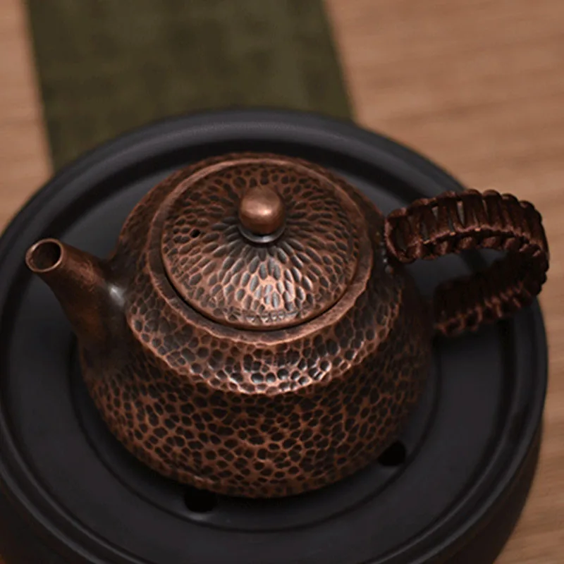 260ml Pure Copper Teapot with anti-scratching handle, Chinese traditional style, handcrafted hammer pattern,Gift, Gongfu tea set