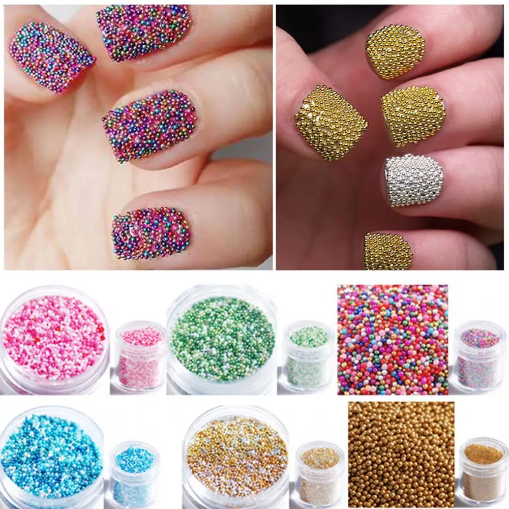 1 Bottle Nail Caviar Beads Shining Colored Mini Glass Bead DIY Nail Art Accessories Micro Beads Necklace Phone Case Decorations