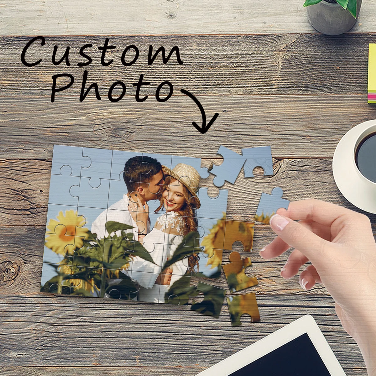 1 Packung Personalisiertes Holz-Puzzle mit Foto für Liebende, Geburtstagsgeschenk für Freunde, Hochzeitstag, Valentinstag, 35/150/300/500/1000 Teile
