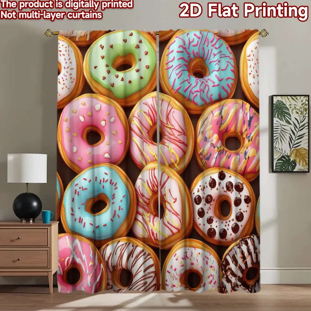 1 Stück 2D Flacher Fotohintergrund, Bunter Donut-Hintergrund aus 100% Polyester, Partydekoration, Geeignet für