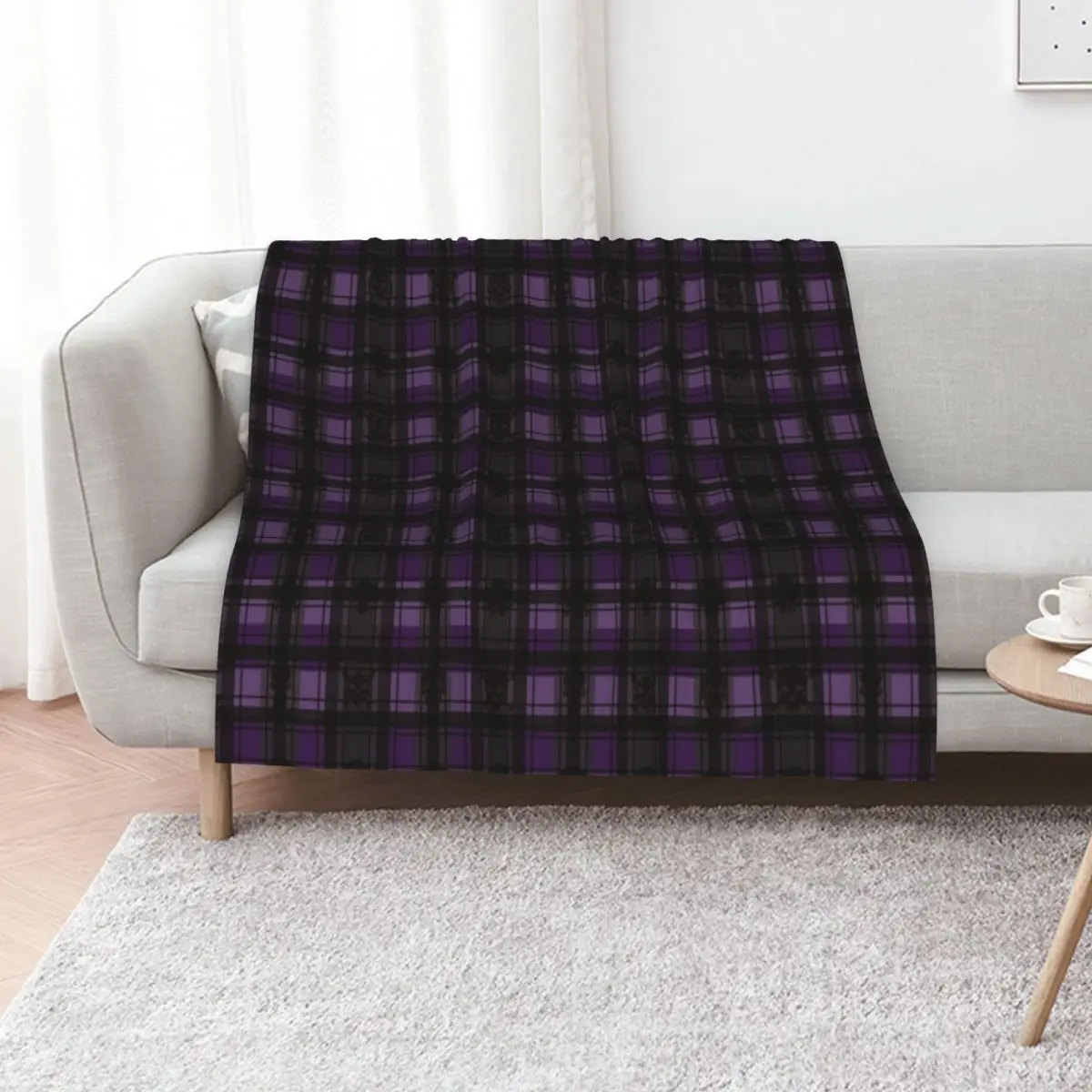 

Purple Gothic Skull Plaid Throw Blanket heavy to sleep warm for winter Single Sofas Blankets